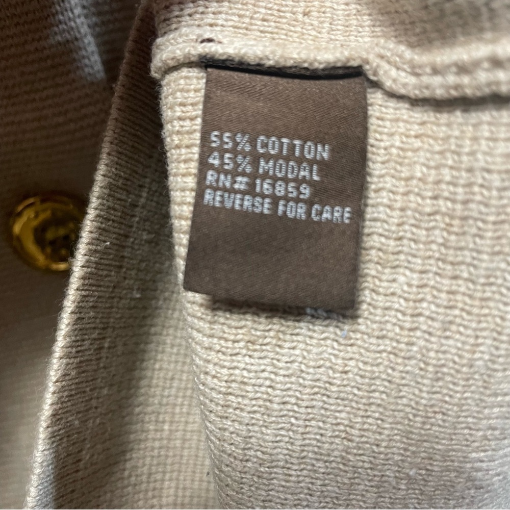 J. McLaughlin Knit Sweater Cardigan Size L Coastal Grandma Preppy Classic Tan - Picture 4 of 6